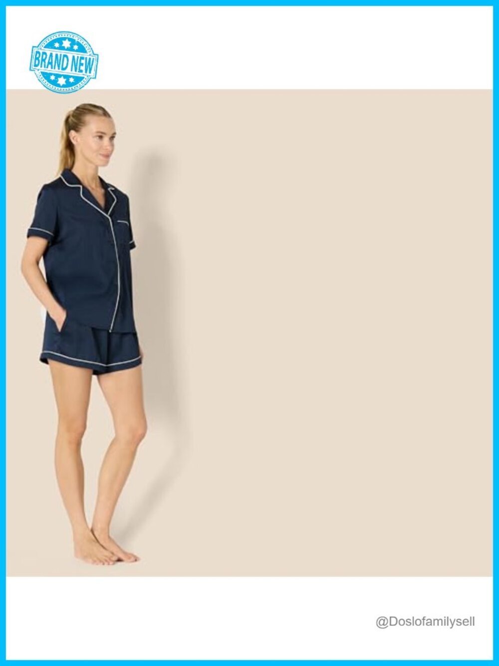 Satin Short Sleeve Button-Down Top and Short Sleepwear Pajama Set - Picture 2 of 7